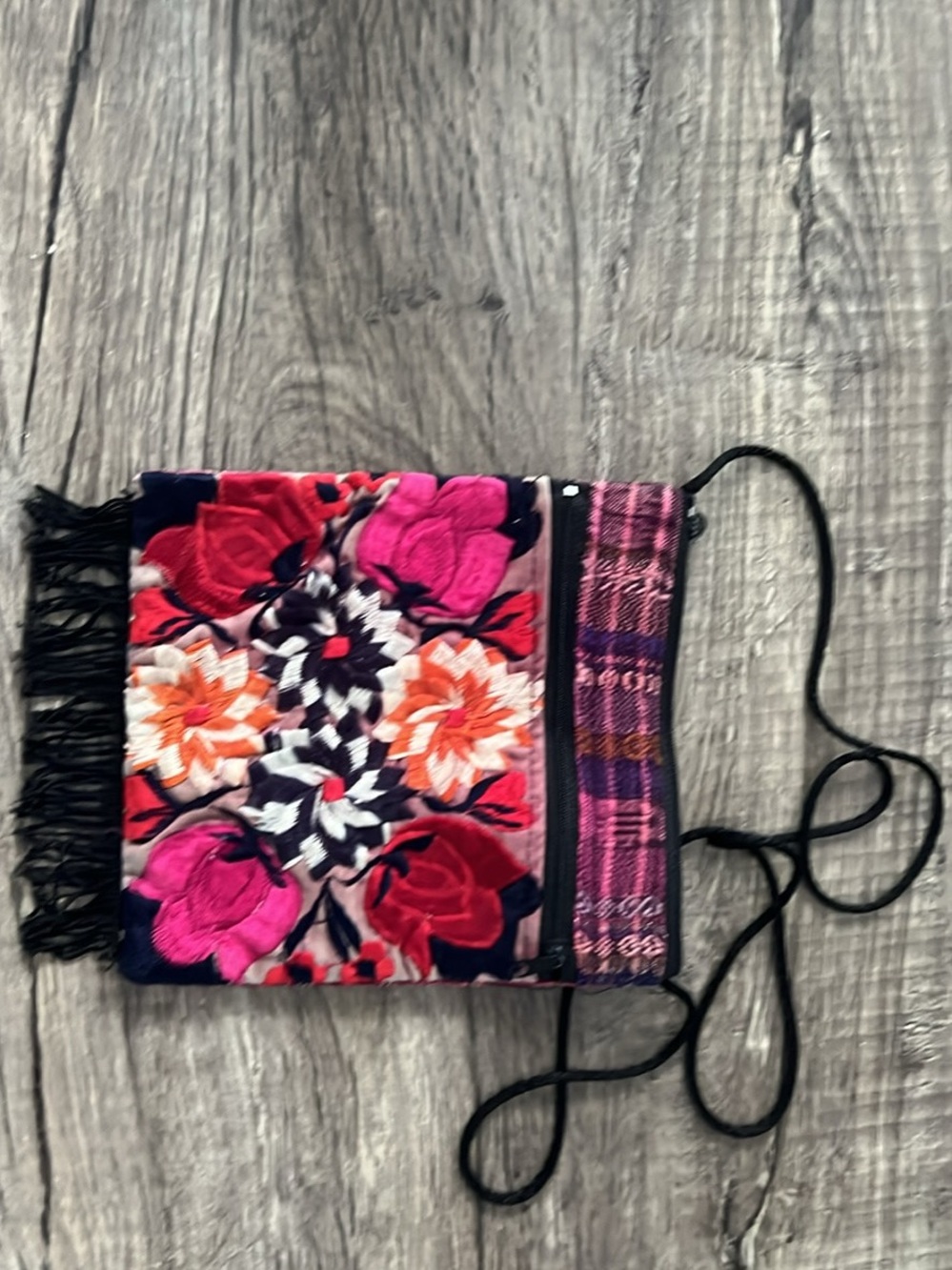 Embroidered Floral Crossbody Bag in Pink, Red & Orange